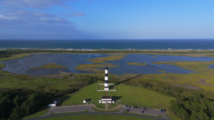 Aerial View Of Bodie Island Lighthouse In Nags Head, North Carolina, United States.