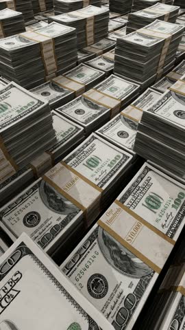 Stacks of hundred dollar bills