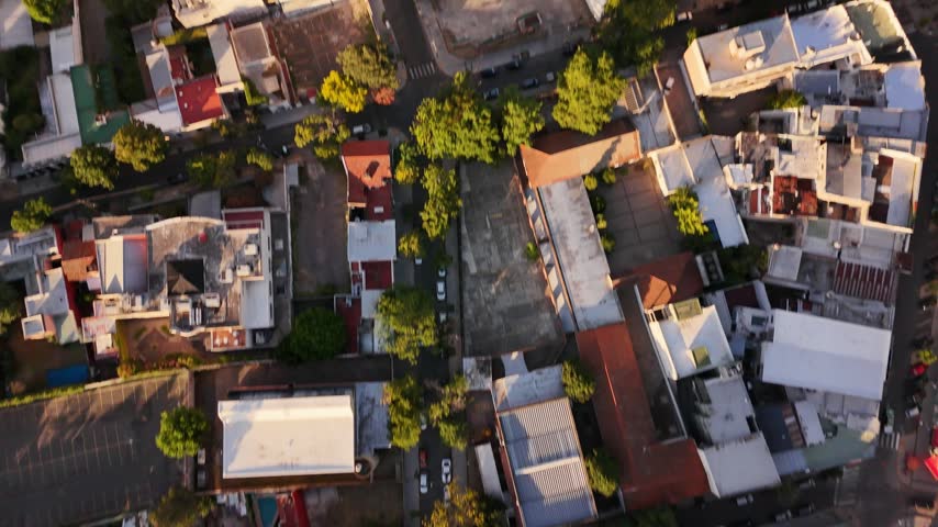 Panoramic aerial view of San Isidro town center with Cathedral spire and Rio de la Plata river in background