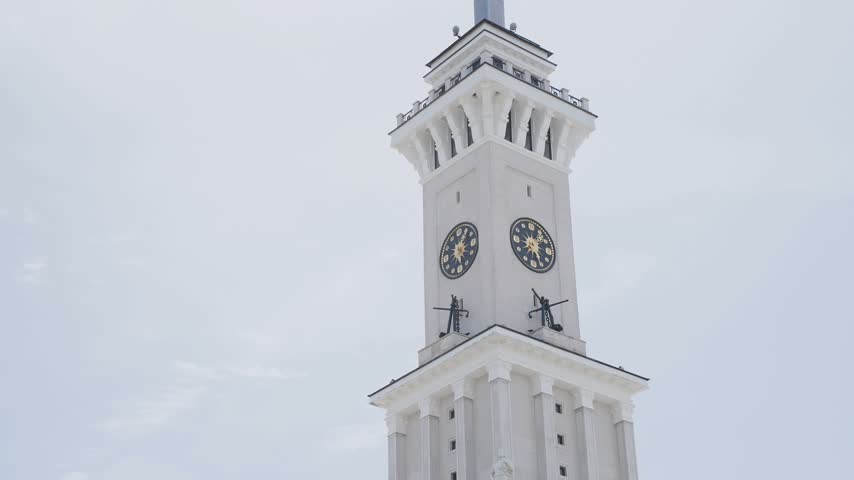 The clock tower in the city center