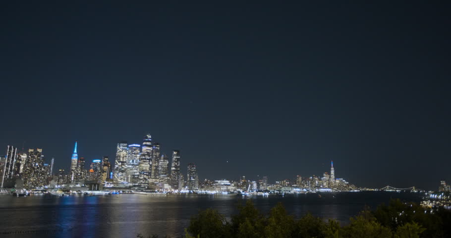 NYC Skyline from New Jersey at Night 