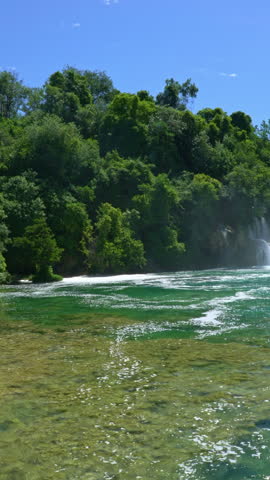 Panning over the Stradinski Buk, along the Krka River at Krka National Park, Croatia