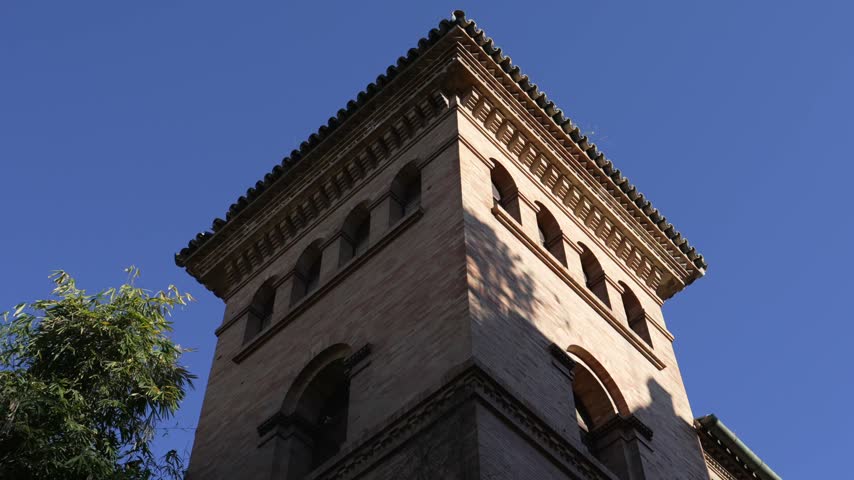 Famous historic landmark and architectural facade in Seville, Spain