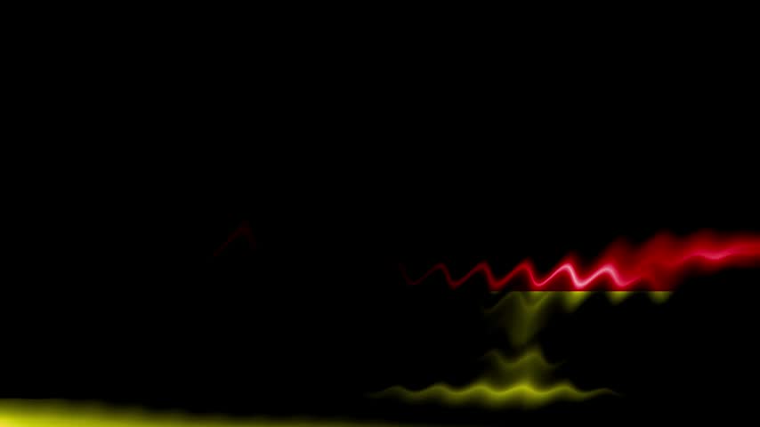 Abstract digital art of the german flag with horizontal wavy lines and glowing light effects on a dark background
