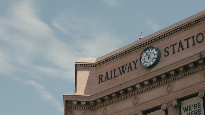 Adelaide railway station in South Australia. Panning View