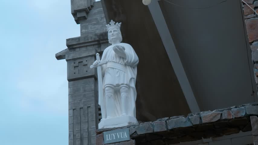 Christ the King Cathedral (Nha tho Nui), also known as the Mountain Church or Stone Church built in the French Gothic Revival style, located in Nha Trang, Vietnam. Shot in motion
