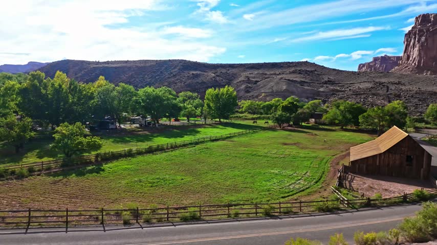 Historic Gifford Homestead barn in Fruita valley of Capitol Reef