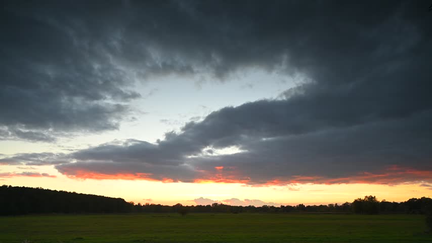 Autumn landscape, sunset sky, xsunset light, field
