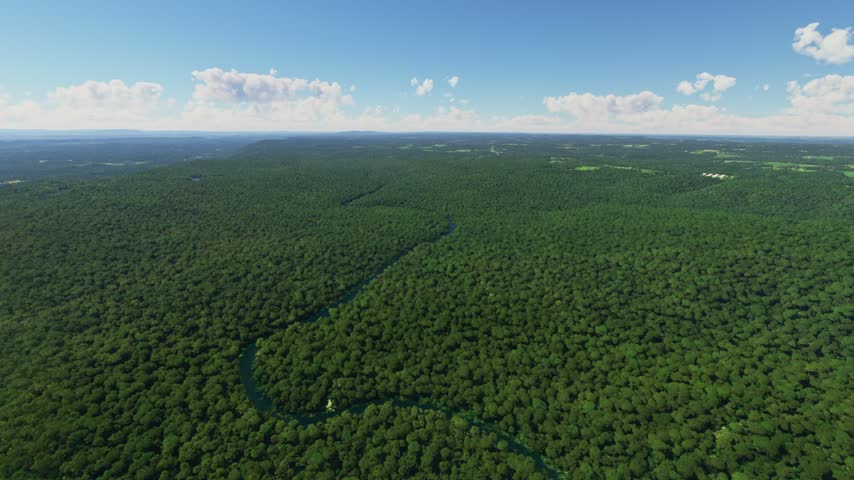 3D - Aerial view of Little River Canyon. Fort Payne. Alabama. United States
