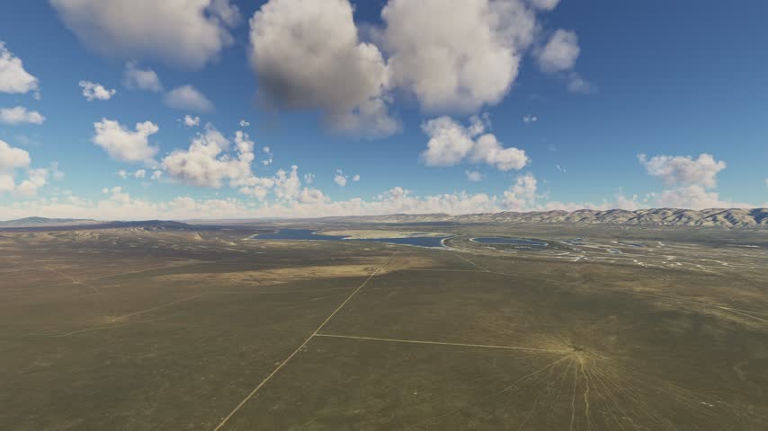 3D - Aerial drone shot of Carrizo Plain National Monument. Santa Margarita. California. United States