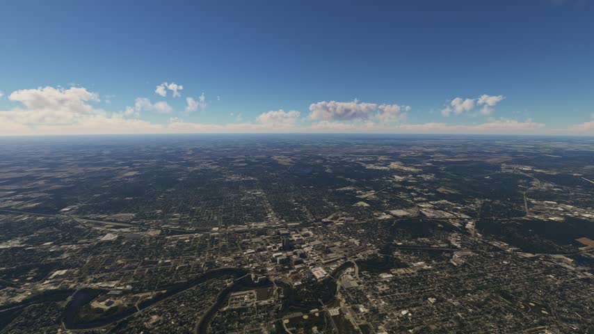 3D - Circular aerial drone view of Fort Wayne city. Indiana. United States