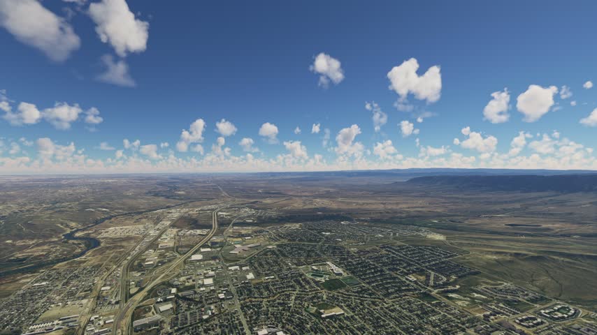 3D - Aerial drone shot of Casper city. Wyoming. United States