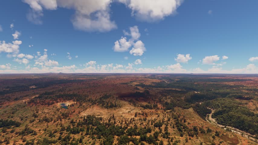 3D - Side aerial shot of Porcupine Gorge in Porcupine Gorge National Park. Queensland. Australia