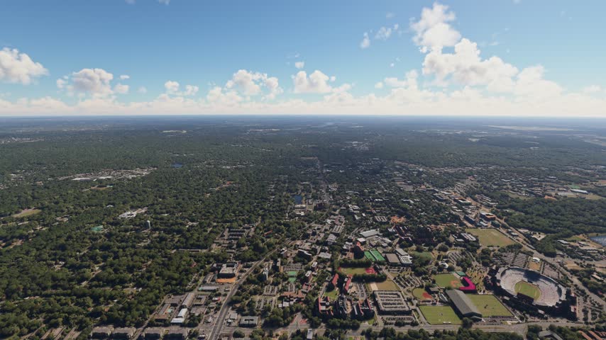 3D - Side aerial view of Tallahassee City. Florida. United States