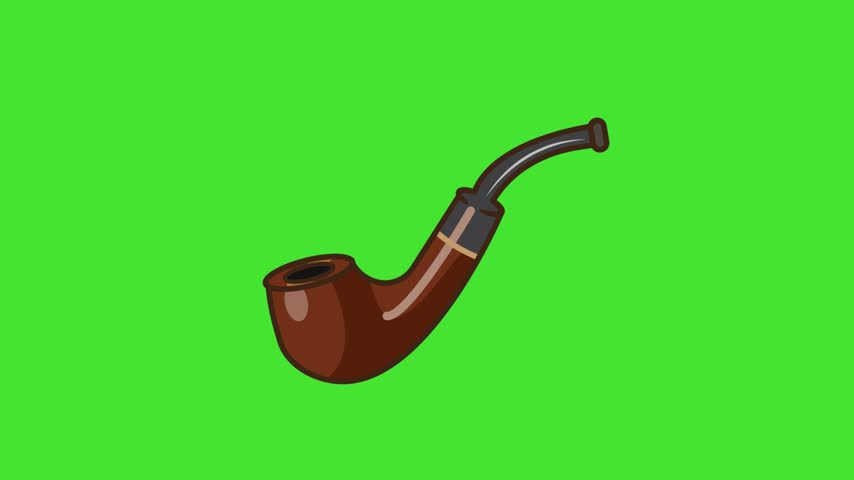 Animation Pipe Cigarette Detective Sherlock on Green Screen