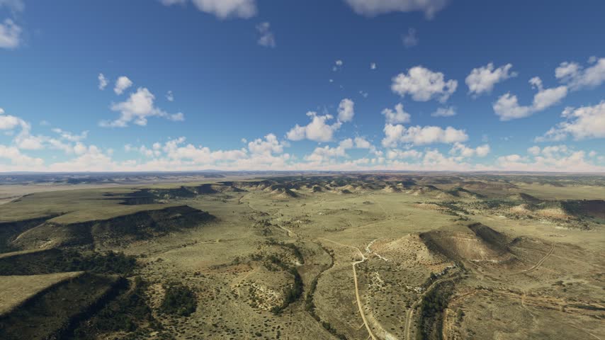 3D - Drone aerial view of Black Mesa Nature Preserve and the High Plains. Oklahoma. United States