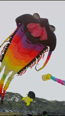 Giant Rainbow Trilobite Horseshoe Crab Kite Flying At Kite Festival Colorful Marine Creature Kite