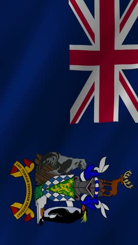 South Georgia and South Sandwich Islands flag waving in the wind 4K animation vertical video