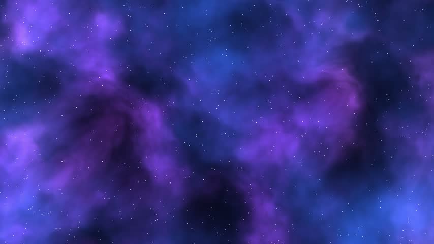 Blue, purple and gold deep space nebula with twinkling stars, cosmic clouds, 4K seamless loop