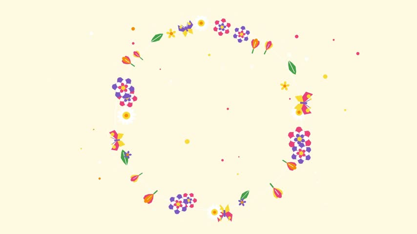a motion graphic video featuring a beautiful, circular floral design