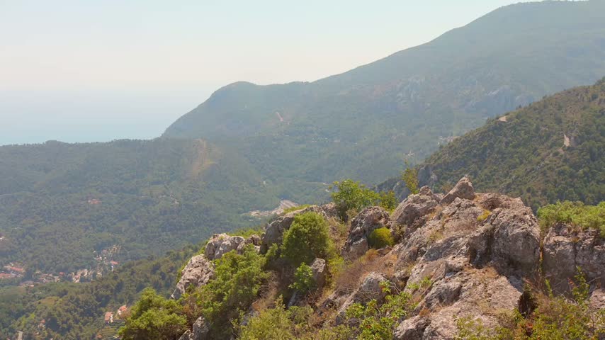 Rugged Mountain Landscape Surrounding The French Riviera In Southern France. Aerial Shot