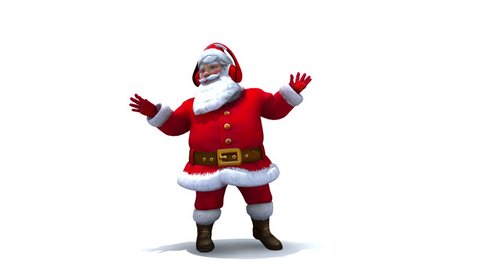 Santa Dancing with headphones and Music notes