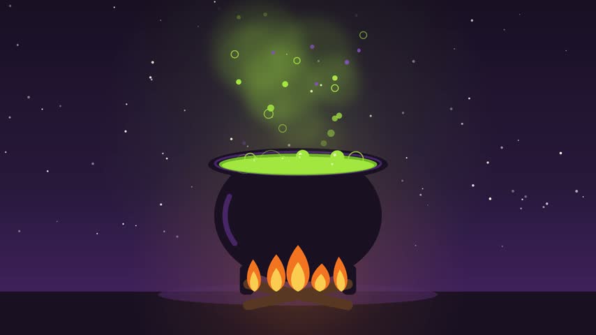 Witch Cauldron Bubbling Green Potion