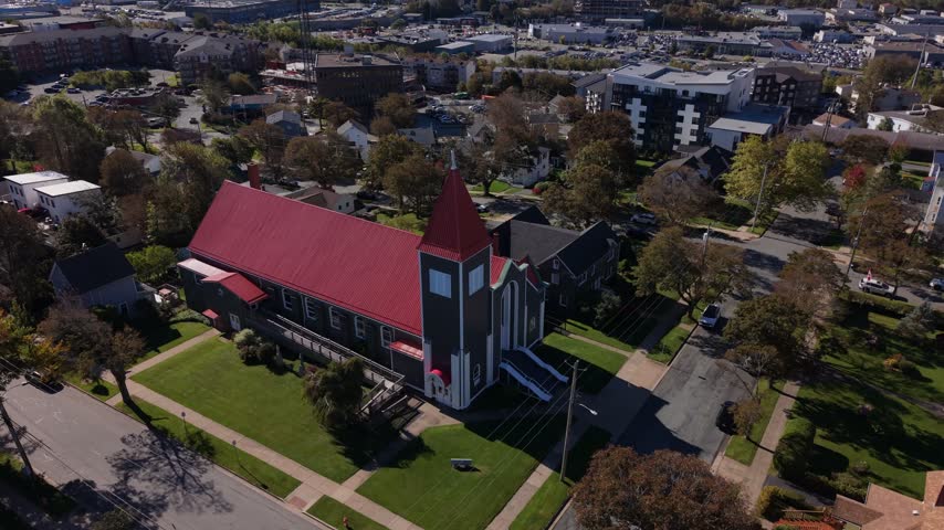 An aerial view circles St. Stephen