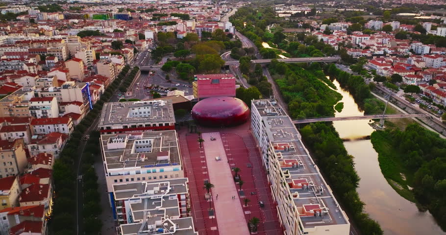 Aerial view of the beautiful historic city center of Perpignan, located in southern France near the Spanish border and the Mediterranean coast