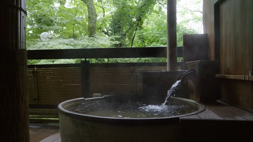 Room with private Onsen Hot Spring Bath in rural Japan