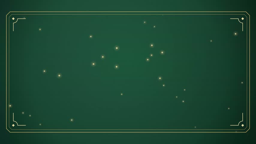 Elegant Golden Outline Christmas Elements Illustration on Dark Green Background