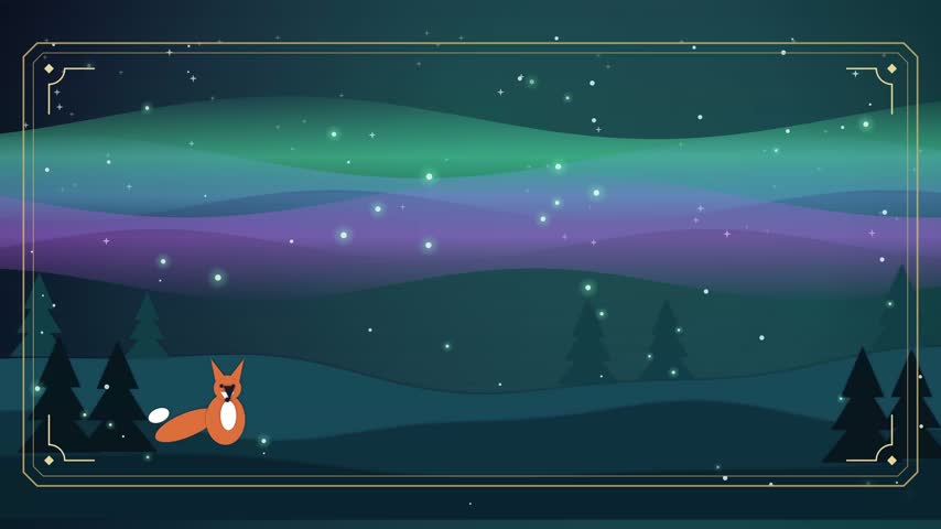 Whimsical Fox Enjoying the Northern Lights During a Snowy Christmas Eve Night