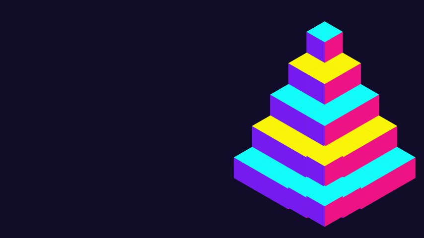Neon Isometric Cube Pyramid Stack