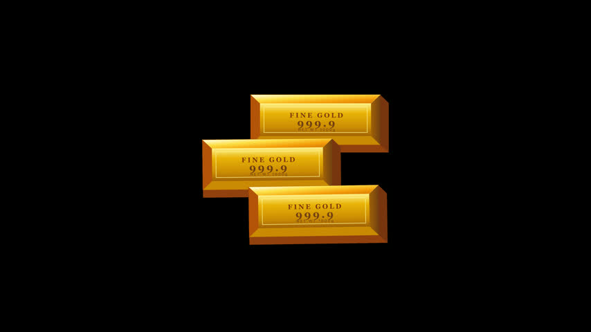 Three golden bars symbolizing wealth, success, and investment on a black background.