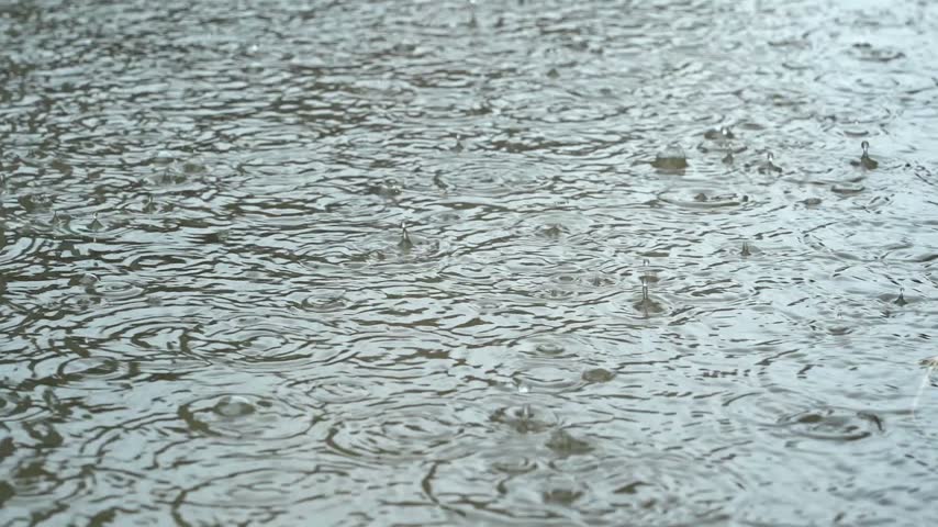 raindrops splashing on water surface