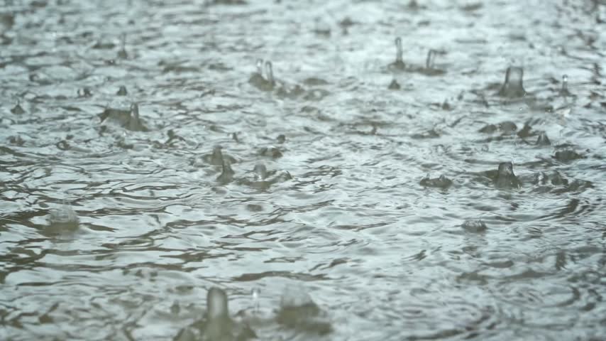 raindrops splashing on water surface