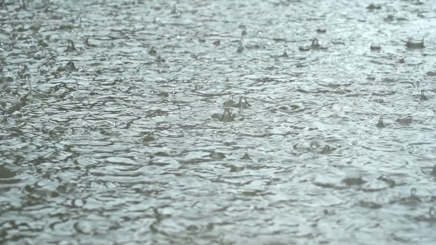 raindrops splashing on water surface