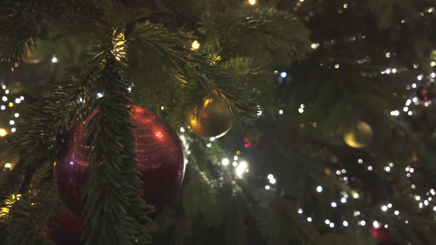 Decorated Christmas tree with ornaments and lights