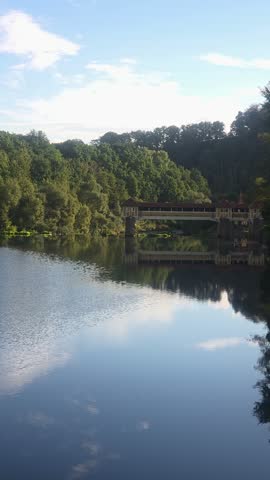 Hydroelectric Power Plant and Flowing Weir on Zschopau River in Mittweida, Germany