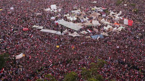 CAIRO, EGYPT - 2013: Crowds in Tahrir Square in Cairo, Egypt