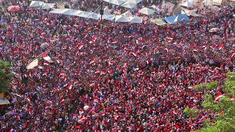CAIRO, EGYPT - 2013: Protestors demonstrate in Cairo, Egypt