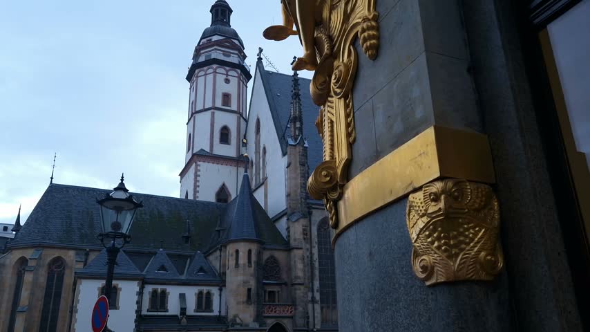Saint Thomas church from the Commerzbank in Leipzig
