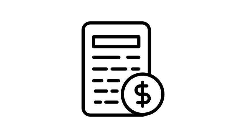 Animated icon bill document paper receipt currency symbol money payment bill.
