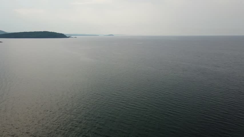 Turning Aerial just outside Presque Isle Park in Marquette Michigan. Beautiful landscape on the shores of Lake Superior.