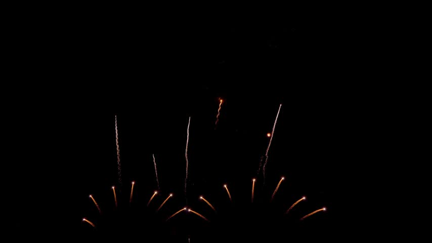 Amazing beautiful colorful firework display over sea on celebration night. Fireworks show for happy new year, 4k footage.
