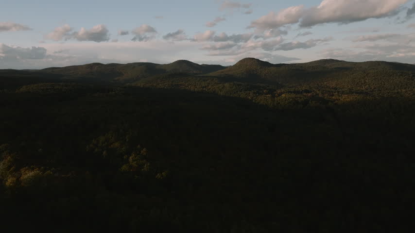 Aerial view of the Adirondack Mountains on an autumn day