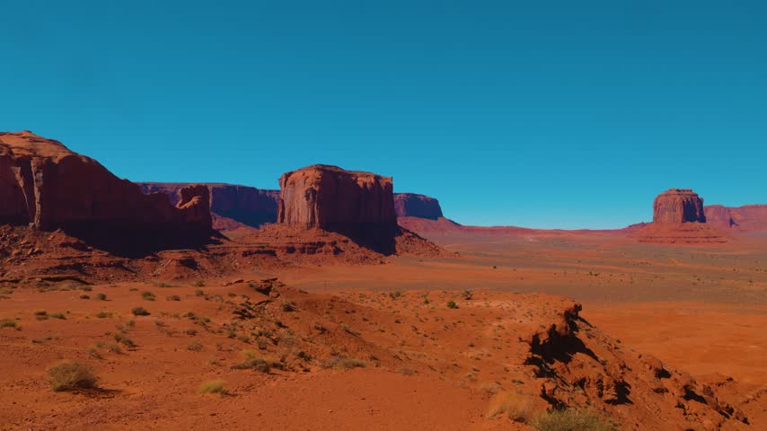 Monument Valley Panoramic View of Buttes and Desert, Arizona, USA.