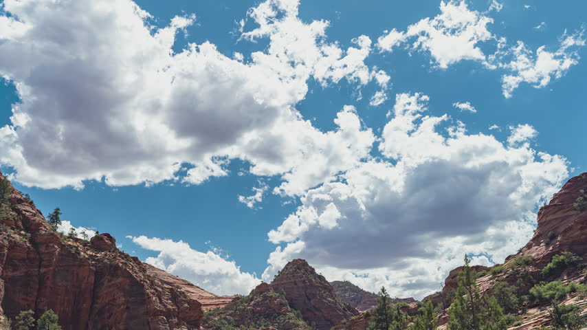 Time-lapse of clouds and Mountains at Zion National Park, Utah, USA.