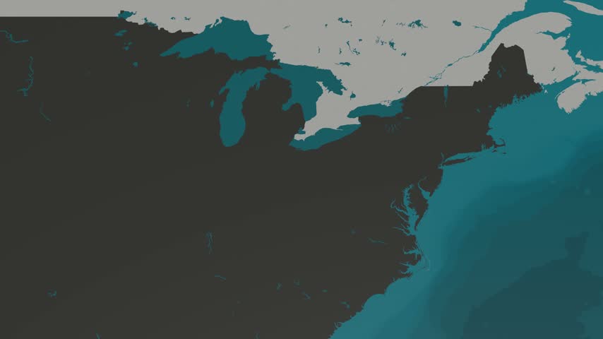 Ohio, USA modern 3D digital map render showing towns, roads, and infrastructure with a orbiting camera movement.