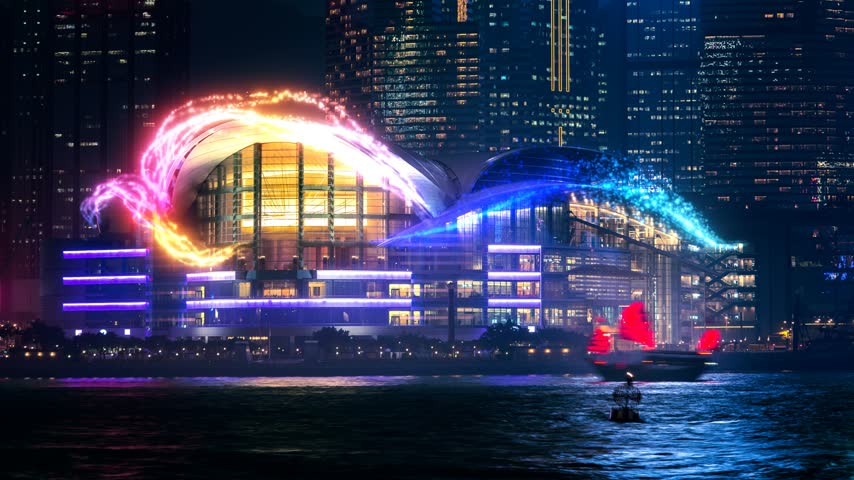 Stunning nighttime panorama of Hong Kong
